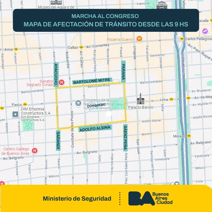Cortes del Gobierno por la marcha de jubilados.