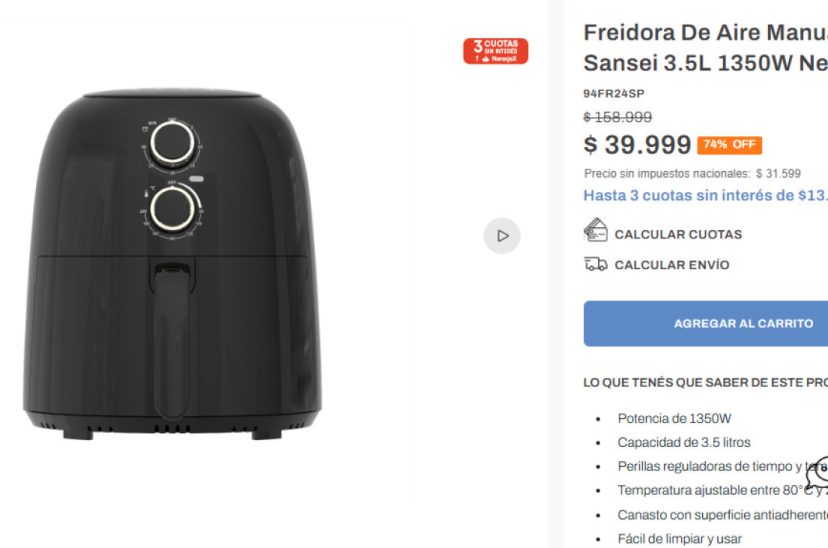 Freidora de aire hot sale