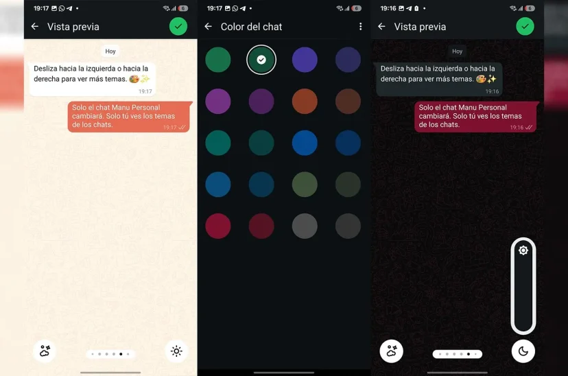 Cambiar color chats WhatsApp