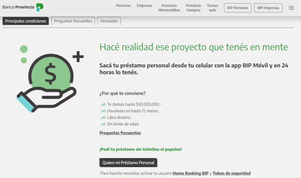 Préstamos personales Banco Provincia