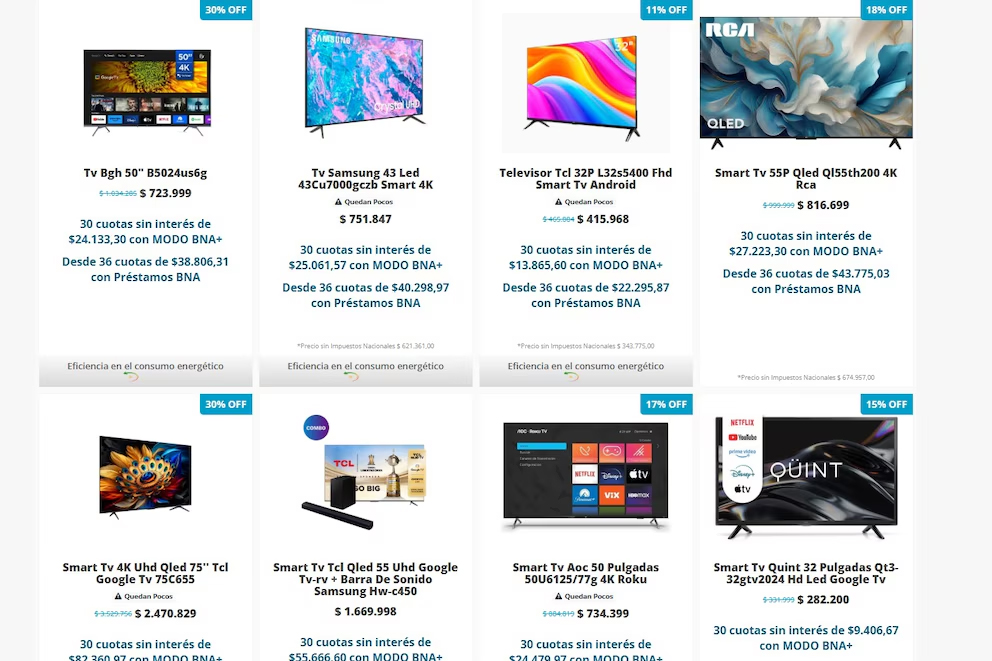 televisores banco nacion