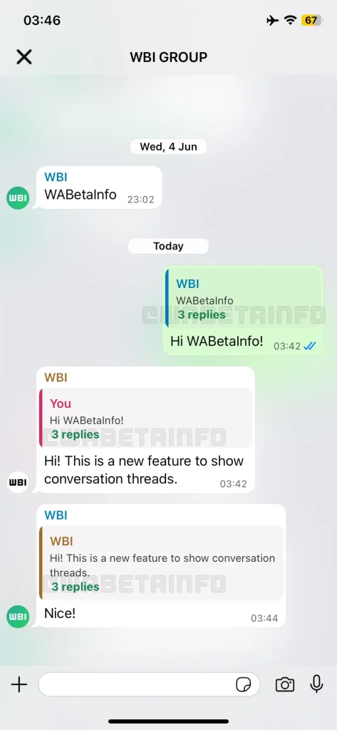 chats grupales de WhatsApp. Hilos.